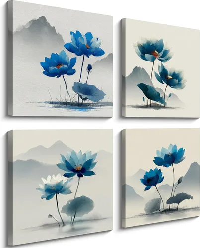 Miniatura 14 de NAN Wind Arte de pared en lienzo de orquídeas rosas y piedras zen - Decoración de orquídeas - Cuadros de flores de spa - Arte de pared Zen