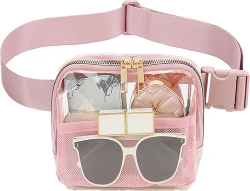 Clear Fanny Pack Clear Belt Bag stadium approved for Women Men clear purse tote bag Crossbody Transparent Waist Bag for Concerts with Adjustable