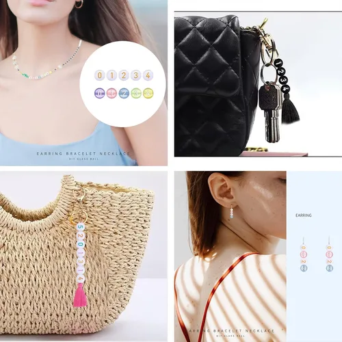 Miniatura 7 de 700 cuentas redondas de acrílico árabe de 0 a 9 números de cada color, 100 cuentas para manualidades con agujeros para pulseras, fabricación