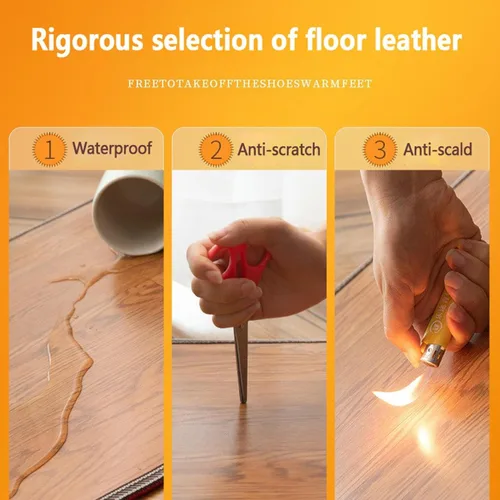 Miniatura 2 de Adjustable Electric Heating Carpet PVC Floor Leather Heated Area Rug 3 Seconds Rapid Heating Indoor Living Room Heated Carpet,A-80x200cm