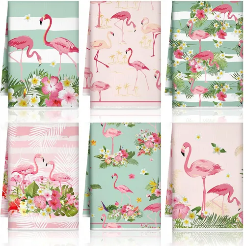 Miniatura 7 de Bencailor 6 toallas de cocina con rosas rosadas, toallas de mano color rosa, divertidas, paños de té para el baño, suministros para el hogar, 16 x