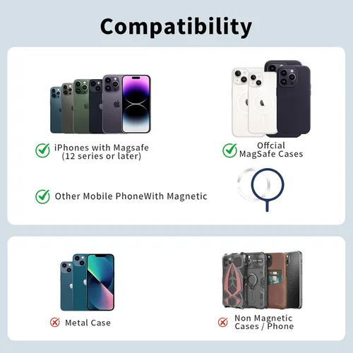Miniatura 4 de Tarjetero magnético más fuerte de piel RFID para iPhone 16 Series, accesorios Mag-Safe para iPhone 17/16/15/14/13/12 y Pro/Promax, negro