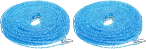 Miniatura 16 de uxcell Tendedero portátil, de nailon de 26.24 pies, resistente al viento, antideslizante, cuerda de lavado para patio, viajes al aire libre, Azul