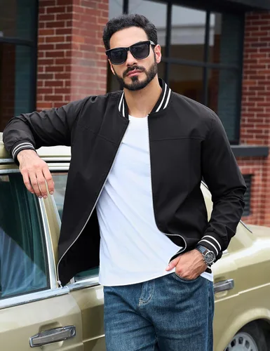 Miniatura 3 de TACVASEN Chaqueta ligera para hombre, casual, primavera, otoño, cortavientos, bombardero, con cremallera, abrigo con bolsillo