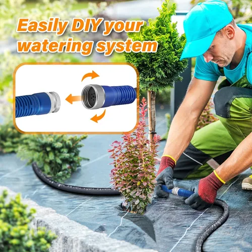 Miniatura 3 de Winisok Manguera plana gruesa de 200 pies, mangueras de riego de doble capa resistentes, ahorra un 80% de agua, flexible a prueba de fugas, tubo