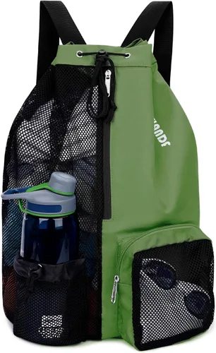 Miniatura 13 de WANDF Mochila de Malla con Cordón para Natación, con Bolsillo para Artículos Húmedos, para Natación, Gimnasio y Equipo de Entrenamiento Rojo