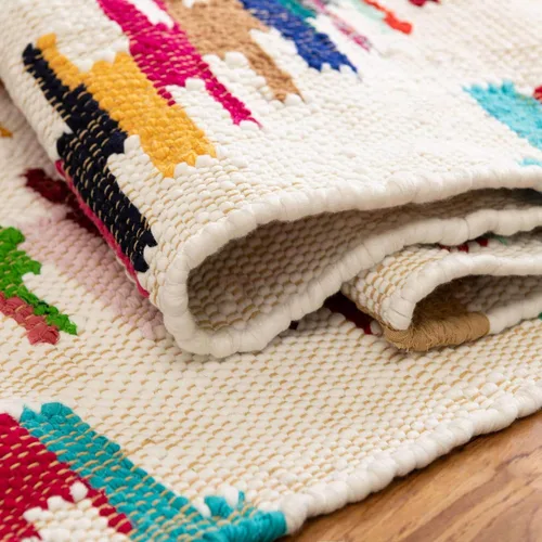 Miniatura 4 de Unique Loom Chindi Trellis Collection - Alfombra azteca (2 pies 2 pulgadas x 6 pies 1 pulgada, alfombra de pasillo, multicolor / azul)