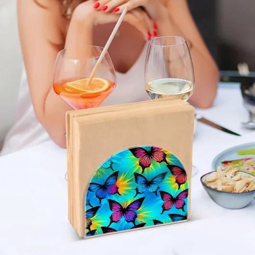 Miniatura 7 de Servilletero con diseño de mariposa azul y morado para mesas, servilleteros de acrílico transparente, servilleteros de cóctel para cocina