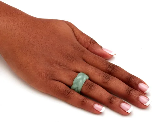 Miniatura 4 de PalmBeach Genuine Green Jade Braided Eternity Ring Sizes 6-12