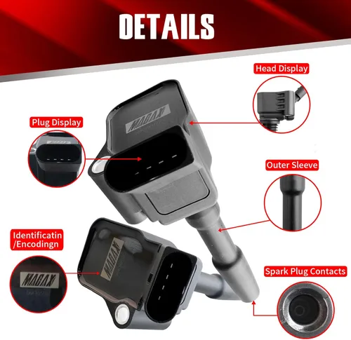 Miniatura 4 de Juego de 4 bobinas de encendido 06J905110G compatibles con Volkswagen Audi Beetle Golf Jetta 1.8L 2.0L L4 - Reemplaza 06K905110K