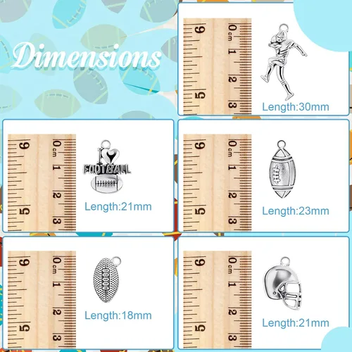 Miniatura 2 de Blulu Colgantes de fútbol mixtos con cuentas de jugador de fútbol plateado, dijes, colgantes para collar, encantos deportivos, joyería, accesorios