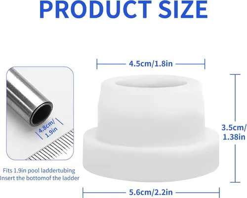 Miniatura 2 de moobee Protectores de escalera de piscina para piscina enterrada, cubiertas de goma blanca para patas de escalera (paquete de 2) - Se adapta a tubos