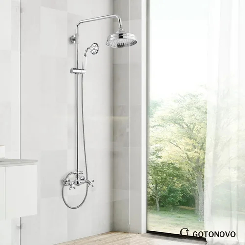 Miniatura 8 de gotonovo Juego de grifería de ducha expuesta de lujo, sistema de ducha para baño, cabezal de ducha de lluvia de 8 pulgadas montado en pared