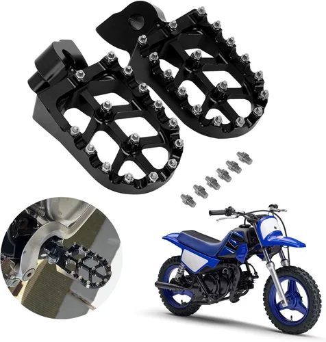 AnXin Estriberas para motocicleta, reposapiés para PW50 1981-2023 PW80 1983-2006 Pit Dirt Bike Negro
