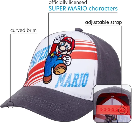 Miniatura 2 de Nintendo Boys Baseball Cap, Super Mario Adjustable Kids Hat for Ages 4-7