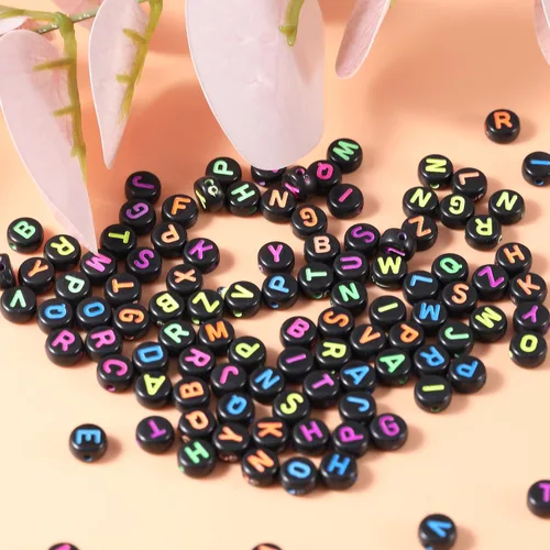 Miniatura 3 de 1000 cuentas redondas de acrílico mixtas negras del alfabeto de 0.157 x 0.276 pulgadas (0.157 x 0.276 in), cuentas coloridas de la A a la Z