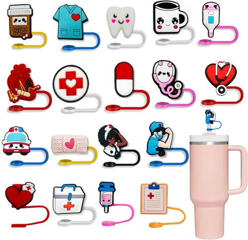 Miniatura 9 de 10 tapas de popote para vaso Stanley Cup de 30 y 40 onzas, de 0.394 in, reutilizables, de silicona, para popote, accesorios para copas Stanley