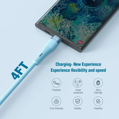Miniatura 7 de Nillkin Cable USB C a USB C, [silicona líquida, 4 pies], cable de carga rápida tipo C de 60 W para iPhone 15/15 Pro/15 Plus/15 Pro Max, Samsung