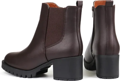Miniatura 6 de JABASIC Botines Chelsea para mujer, tacón bajo y grueso, con plataforma elástica, sin cordones