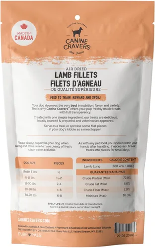 Miniatura 2 de Canine Cravers Golosinas para Perros de Un Solo Ingrediente – Filetes de Cordero Premium - Alimento para Mascotas Hipoalergénico Secado al Aire