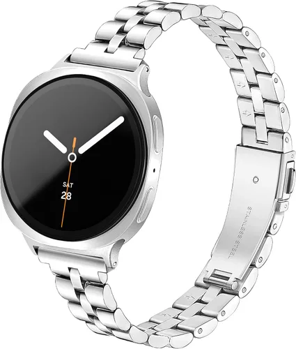 Miniatura 9 de Melyis Correa delgada de metal para Samsung Galaxy Watch 8 7 6 5 4 FE 1.575 in 1.732 in/Galaxy Watch 8 6 4 Classic, 0.787 pulgadas de acero