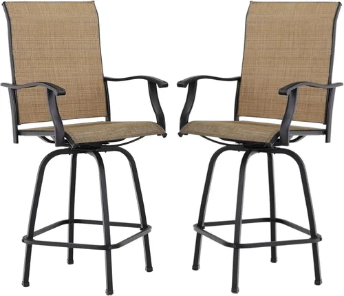 Miniatura 30 de Juego de 4 taburetes de bar para exterior de MFSTUDIO, sillas giratorias de patio con altura de barra, barras de bar de patio con respaldo alto