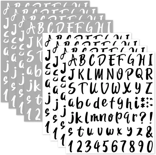 Miniatura 9 de Outus 576 piezas de 8 hojas de calcomanías autoadhesivas de vinilo, letras del alfabeto, números, buzones, calcomanías para decoración de aula