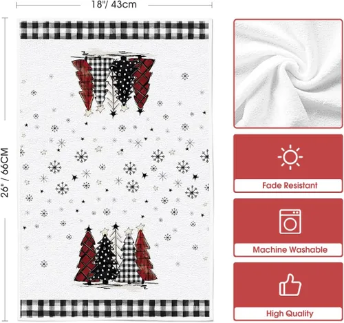 Miniatura 6 de Artoid Mode Toallas de cocina con estampado de búfalo Árboles de Navidad Camión de muñeco de nieve Feliz Navidad, Toallas de cocina y toallas