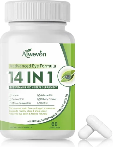 Suplemento de vitaminas oculares 14 en 1 para la visión y la salud ocular - Fórmula de apoyo macular de luteína y zeaxantina para una visión clara -