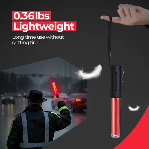 Miniatura 7 de Paquete de 2 varitas de tráfico recargables, luz de bastón de control de tráfico de 10 pulgadas con 3 modos de parpadeo y 1 LED blanco en la parte
