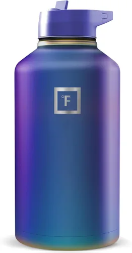 Miniatura 35 de IRON °FLASK Frasco de hidratación para acampar y senderismo con pajilla, botella de agua deportiva de acero inoxidable con aislamiento de boca Dark