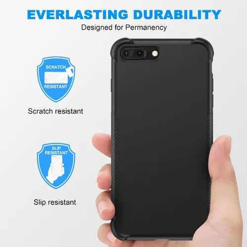 Miniatura 3 de ORETech Funda diseñada para iPhone 13 Mini con 2 protectores de pantalla de vidrio templado, textura de fibra de carbono policarbonato duro