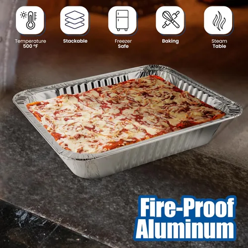 Miniatura 4 de Sartenes de aluminio desechables de tamaño medio (paquete de 30) 9 x 13 para preparar, asar, alimentos, almacenamiento, calefacción, cocina