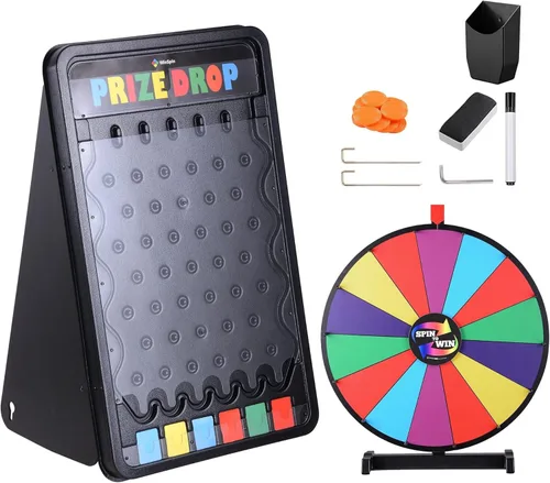 Miniatura 13 de WinSpin rueda de premios de mesa de 12" con 14 ranuras, rueda giratoria editable resistente para juego de fortuna, serie clásica, para carnaval