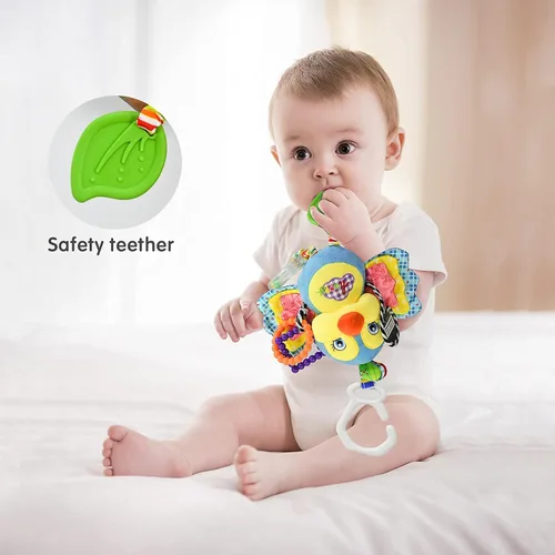 Miniatura 6 de Juguetes de sonajeros para bebés con mordedor, campana de cama para niños pequeños en cochecito, regalos para bebés de 3 meses o más (pájaro)