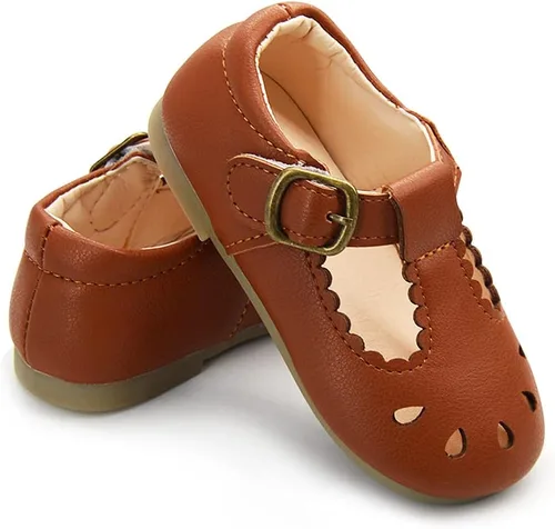 Miniatura 3 de E-FAK Zapatos Mary Jane planos con lazo antideslizante para niñas pequeñas, zapatos de vestir para primeros pasos, zapatos de boda de princesa