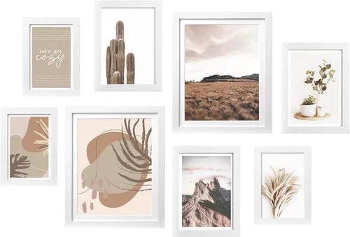 Miniatura 8 de ArtbyHannah Juego de marcos de pared para galería, marcos de fotos color beige, collage de decoración de pared con arte neutro para sala de estar