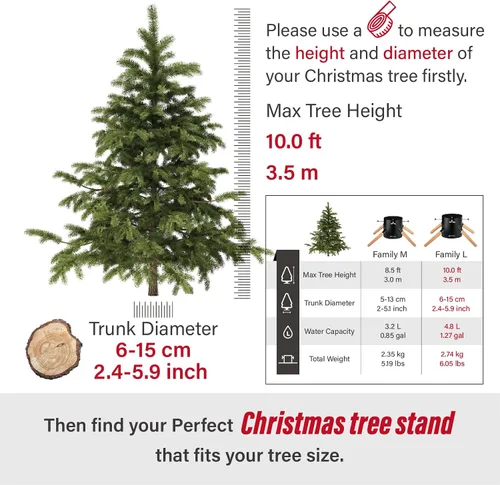 Miniatura 4 de Tree Nest Base de Soporte para Árbol de Navidad Xmas Soporte Moderno de Metal para Árbol Real de 10 pies Decoración de Árbol Xmas (Familia, Negro)