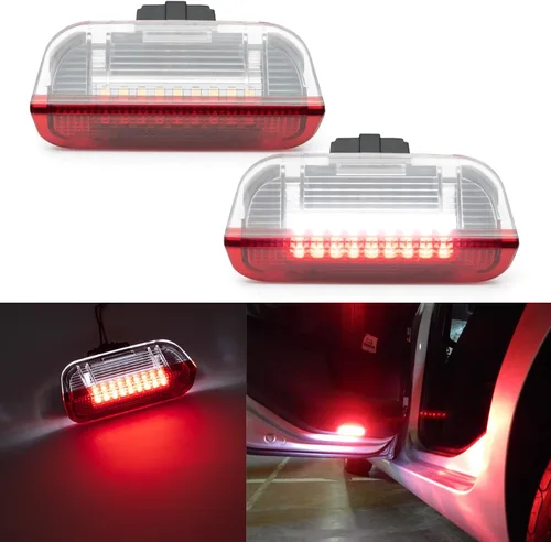 Miniatura 6 de Luces LED de cortesía para VW Passat B6 Golf GTI MK5 MK6 MK7 Jetta, 18-SMD rojo + blanco LED puerta trasera luz de bienvenida luces interiores