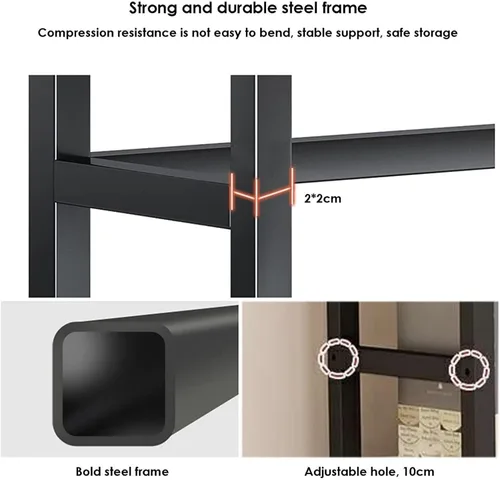 Miniatura 5 de Estante de almacenamiento de metal y madera – Estante de exhibición de escritorio ajustable para oficina, dormitorio y balcón (color: blanco)