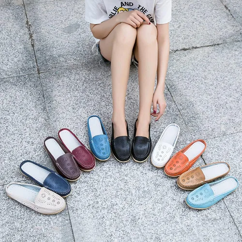Miniatura 6 de Sandalias planas para mujer con puntera cerrada, sin espalda, a la moda, casual, de tacón alto, para niñas y mujeres