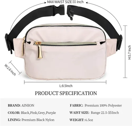 Miniatura 6 de Riñoneras para mujeres y hombres, a la moda, de talla grande, para niñas y niños, con 5 bolsillos, cinturón ajustable, linda bolsa de cadera