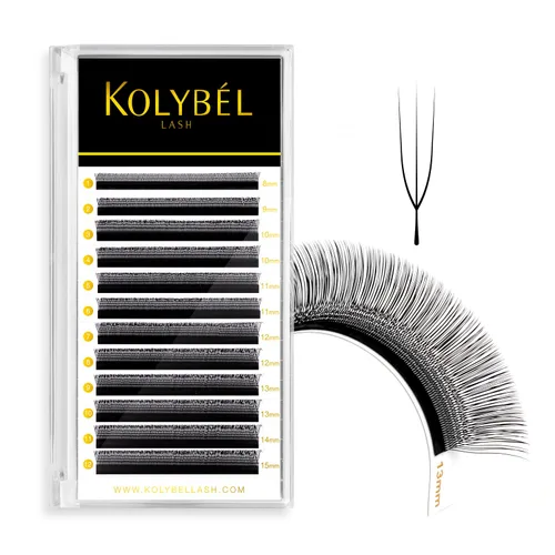 Miniatura 23 de KOLYBEL Extensión de pestañas W con floración automática, volumen 4D, pestañas postizas en abanico 0.07 C/D, rizo de visón sintético, color negro