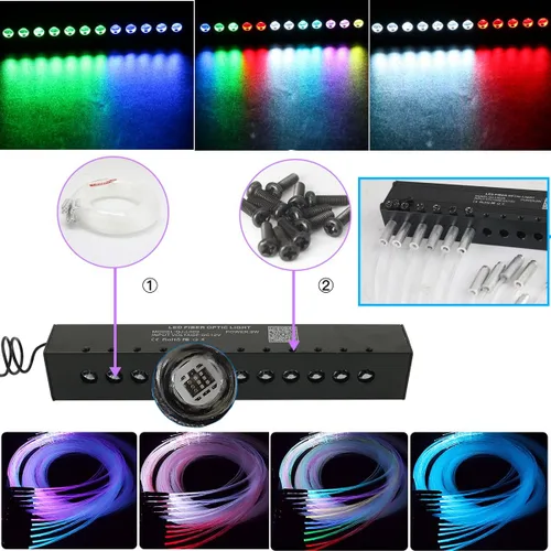 Miniatura 4 de Azimom Kits de Iluminación de Techo de Fibra Óptica de Estrellas Titilantes de 20w de Doble Color, 600pcs 0.076cm 3m, Meteorito de Estrella