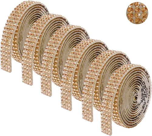 Miniatura 17 de 6 Rollos de Cinta Adhesiva con Diamantes de Imitación para Manualidades, Rollo de Cinta con Cristales para Decoración de Automóviles y Teléfonos
