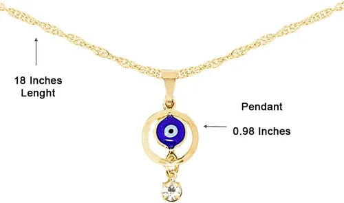 Miniatura 2 de Collar de ojo turco chapado en oro amarillo de 14 quilates, cadena con dije de amuleto de ojos azules, protección de Ojo Turco, Cabalá, ajustable