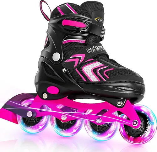 Miniatura 9 de Nattork Patines en línea ajustables para niñas y niños con ruedas completamente iluminadas, patines en línea para principiantes para niños y jóvenes