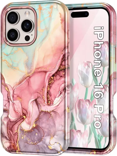Miniatura 35 de Btscase Funda para iPhone 16e (2025), [probada en caídas de grado militar] Diseño de patrón de mármol delgado, resistente, a prueba de golpes