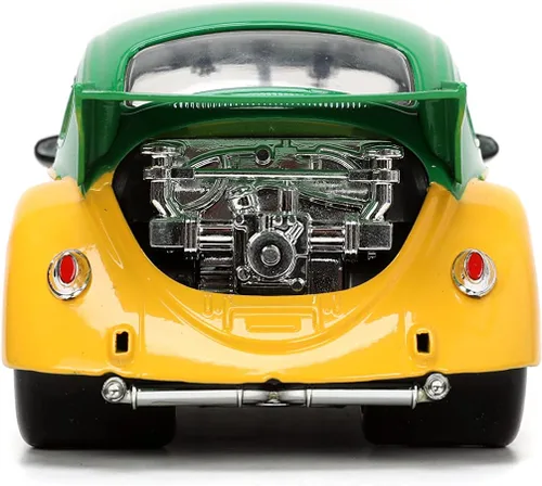 Miniatura 6 de Jada Teenage Mutant Ninja Turtles 1:24 1959 Volkswagen Drag Beetle - Coche fundido a presión y figura de Miguel Ángel de 2.75 pulgadas, juguetes