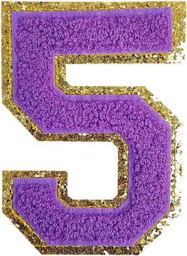 Miniatura 120 de GYGYL - 3 parches de letras deportivas de felpilla con purpurina, parches para planchar de tamaño grande para decoración de disfraces
